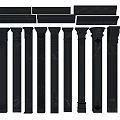 European Roman Column Carved Column 3d model