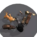 Various Wild Animal Figurines Including Bear Deer Moose And Pig On Black Background