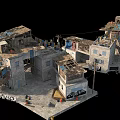 Ramshackle Slum Structures With Hanging Clothes Wooden And Metal Sheets Cluttered Layout And CRITINA Sign