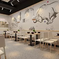 Japanese Style Restaurant Interior With Wooden Bar Counter Vegetables Display And Signage