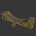 Wooden Skateboard Ramp With Box Sides And Colorful Graphics For Skate Practice