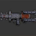 Industrial Style Mechanical Equipment Featuring Metal Pipes Red Components And Rusted Finish