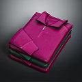 Folded Magenta Polo Shirt With Zipper Collar On Dark Background