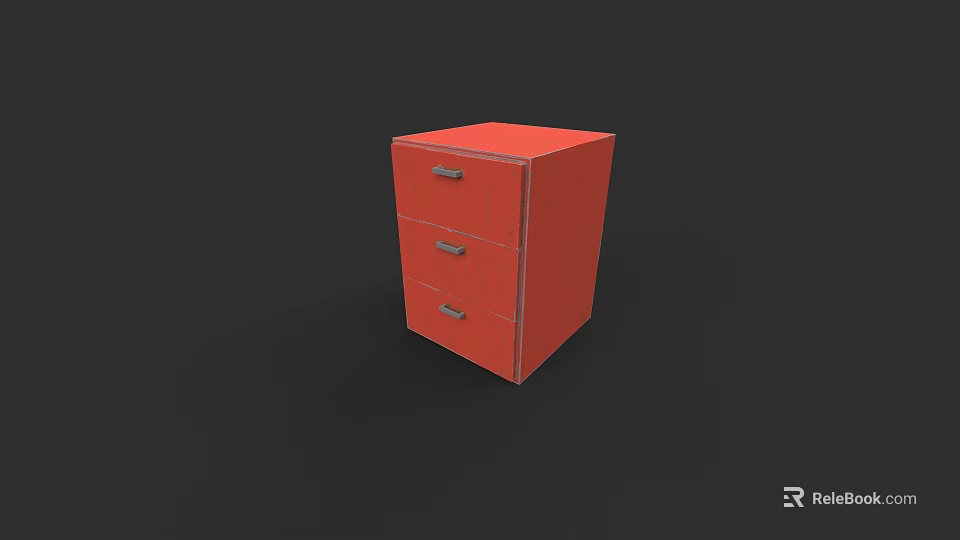 Red Locker Featuring Three Drawers For Home And Office Use 3d model 