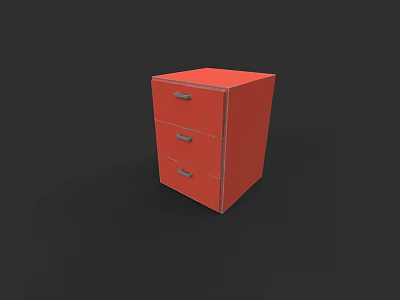 Red Locker Featuring Three Drawers For Home And Office Use 3d model