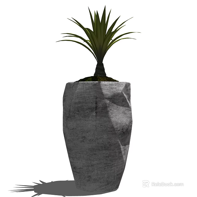 Modern Bonsai Potted Plant With Green Leaves And Textured Gray Pot 3d model 