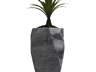 Modern Bonsai Potted Plant With Green Leaves And Textured Gray Pot 3d model