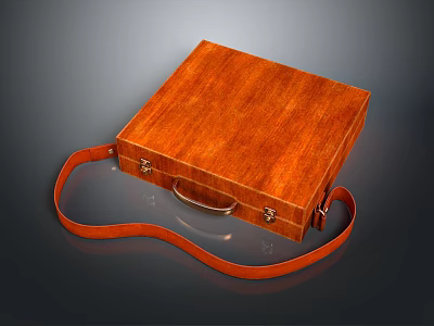 Vintage Wooden Suitcase With Leather Handle And Strap For Daily Use 3d model