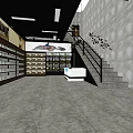 Modern Supermarket Department Store Interior With Shelves Products And Checkout Counter