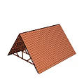 Wooden Truss Roof Structure With Red Tile Covering And Triangular Design 3d model