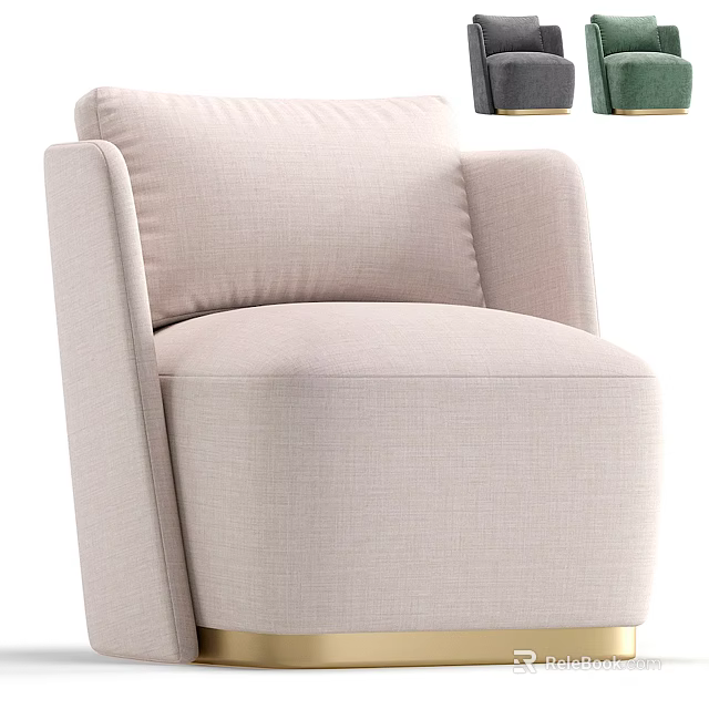 Modern Beige Fabric Single Sofa With Minimalist Design And Multiple Color Options 3d model