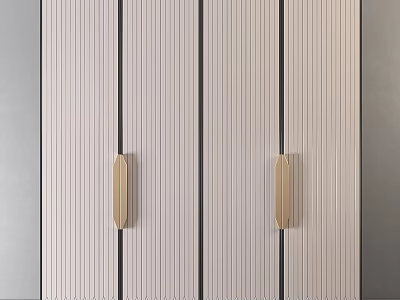 Modern Minimalist Chest of Drawers with Vertical Striped Front and Wooden Handles 3d model