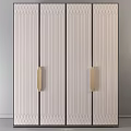 Modern Minimalist Chest of Drawers with Vertical Striped Front and Wooden Handles