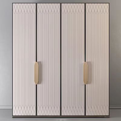 Modern Minimalist Chest of Drawers with Vertical Striped Front and Wooden Handles 3d model