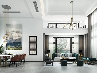 Light luxury dining room living room dining room 3d model
