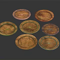 Rustic Wooden Round Trays With Natural Texture On Dark Background 3d model