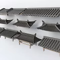 Chinese Style Roof Tile Models With Various Designs And Arrangements