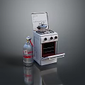 Mini Gas Stove Equipment With Open Oven Door And Gas Cylinder