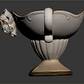 Elegant White Ceramic Bowl With Gold Accents Two Curved Handles And Floral Design Base