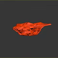 Red Abstract Sculpture With Geometric Facets And Irregular Folds On Black Background With Reflection