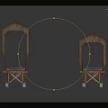 Traditional Chinese Wooden Bridge Components With Roofed Structures Red Doors And Railings