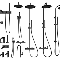 Contemporary Shower Systems With Rainfall Heads Handheld Sprayers And Control Valves 3d model