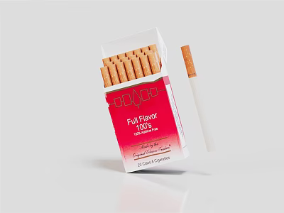 Open Red Cigarette Pack Showing Full Box Of Cigarettes Inside 3d model