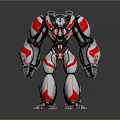 Futuristic Red and Silver Robot Character With Muscular Mechanical Build And Detailed Armor Design 3d model