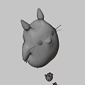 Gray Totoro Character With Pointed Ears White Belly And Small Blue Figure