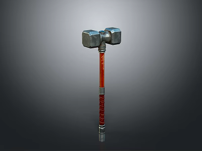 Durable Metal Head Hammer With Red Textured Handle For Household Use 3d model