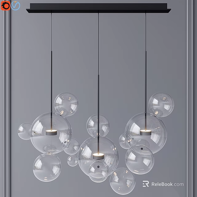 Modern Glass Bubble Chandelier With Multiple Spherical Lights For Interior Decoration 3d model