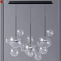 Modern Glass Bubble Chandelier With Multiple Spherical Lights For Interior Decoration 3d model