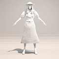 Artistic Detailed Female Sculpture with Gray Long Hair Black Clothing Hat Long Skirt and Boots