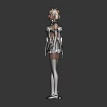 Women in Maid Outfits Front Back View With Brown Hair Frilled Apron Gloves Stockings