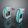 Modern Handheld Scanners With Blue Light Strips White Black Design Ergonomic Grip