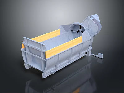 Gray Industrial Dump Truck Bed With Yellow Interior And Metal Frame 3d model
