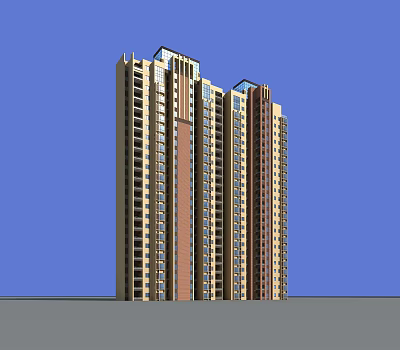 Modern High Rise Residential Building Exterior With Glass Windows And Facade Design 3d model