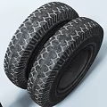 Old Black Treaded Tires Stacked and Two Lying on White Surface 3d model