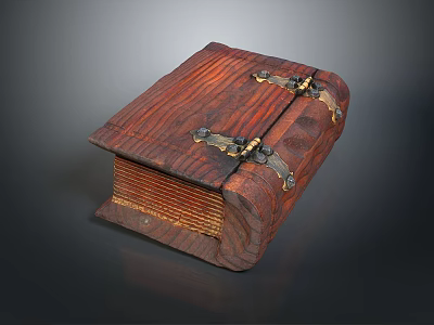 Vintage Wooden Household Storage Box With Metal Clasps And Natural Texture 3d model