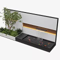 Modern Water Fountain With Green Plants Wall Feature And Gentle Water Flow In Decorative Basin
