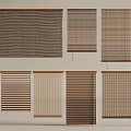 Various Styles of Wooden and Bamboo Window Blinds in Brown Tones and Textures