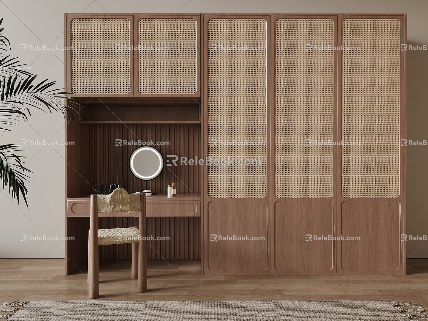 Antique wardrobe dresser desk 3d model