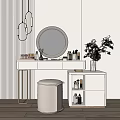 Modern Dressing Table Makeup Stool Combination 3d model
