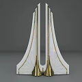 Cartoon Style Architectural Building Models With White And Gold Details And Various Shapes