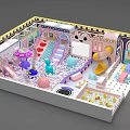 Indoor Kids Playground With Colorful Ball Pit Slide And Mushroom Decorations