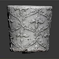 White Ceramic Plant Pot With Carved Vine Design For Indoor Flowers