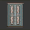 Blue Decorative Cabinet With Hand Painted Floral Patterns Traditional Design And Ornate Detailing