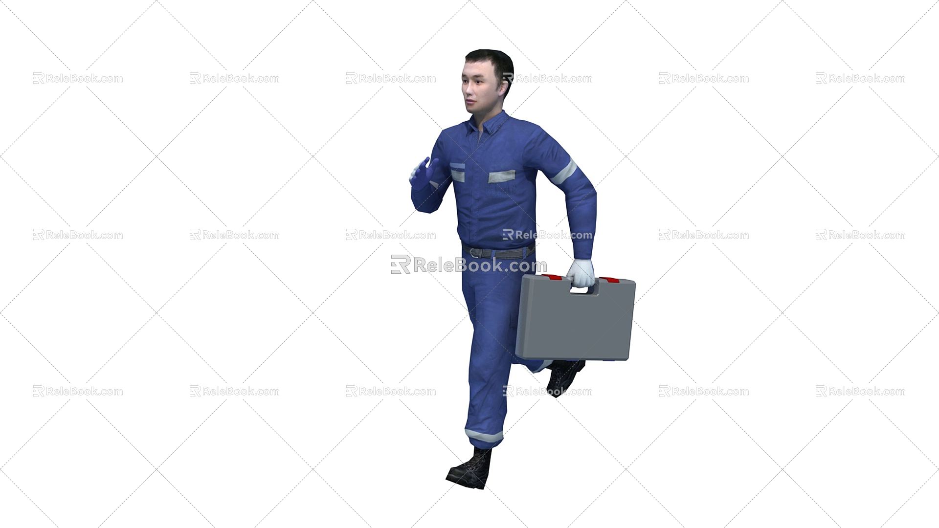 Modern man worker running animation 3d model