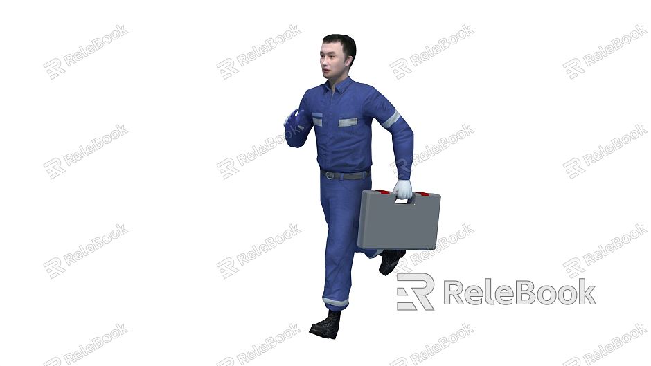 Modern man worker running animation model