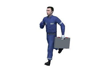 Modern man worker running animation 3d model